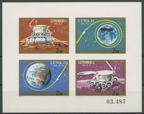 Ungarn 1971 LUNA 17 Kleinbogen 2654/57 B K postfrisch geschnitten (C18795)