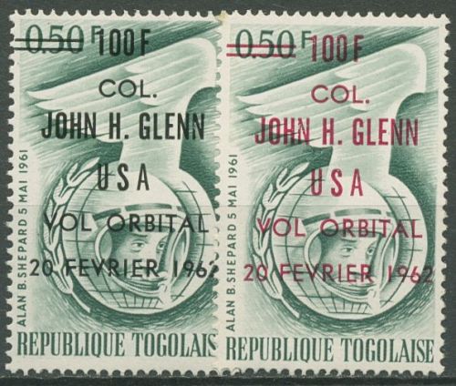 Togo 1962 Raumfahrt Raumflug von John Glenn 339 a/b postfrisch