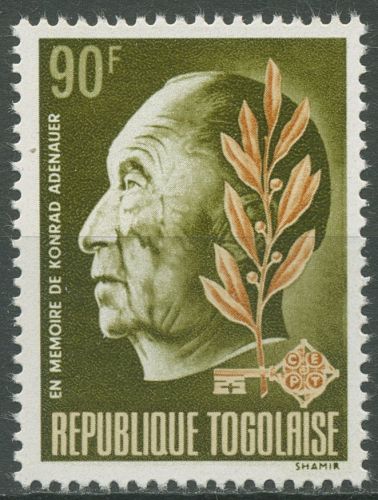Togo 1969 1. Todestag von Konrad Adenauer 654 A postfrisch