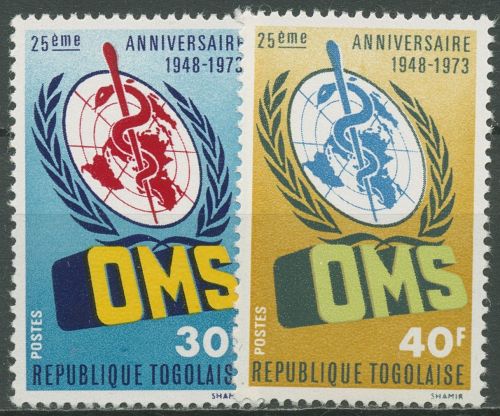 Togo 1973 25 Jahre Weltgesundheitsorganisation WHO 966/67 A postfrisch