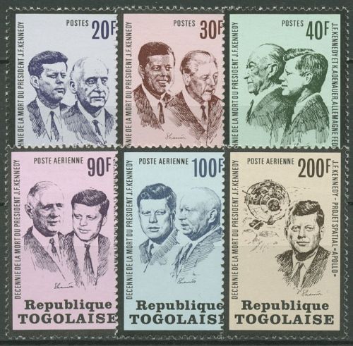 Togo 1973 10. Todestag von John F. Kennedy 1003/08 A postfrisch