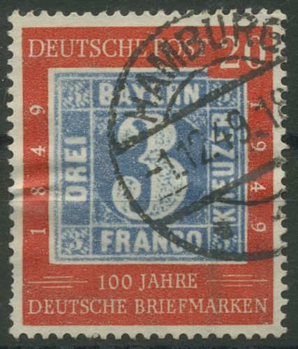 Bund 1949 100 Jahre dt. Briefmarken 114 gestempelt, kl. Zahnfehler (R81001)