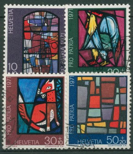 Schweiz 1971 Pro Patria Kunst Kunsthandwerk Glasmalerei 949/52 gestempelt