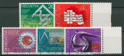 Schweiz 1982 Ereignisse Hotelverein Turnen Naturmuseum Chemie 1216/20 gestempelt