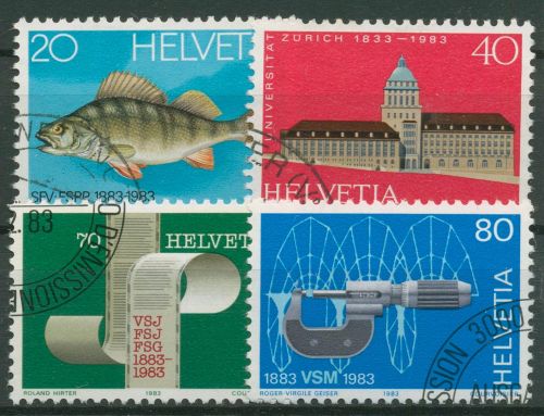 Schweiz 1983 Ereignisse Fischerei Universität Journalisten 1245/48 gestempelt