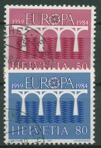 Schweiz 1984 Europa CEPT Post-/Fernmeldewesen Brücke 1270/71 gestempelt