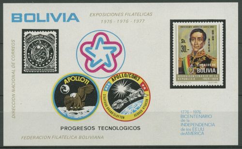 Bolivien 1975 Jahresereignisse, Raumfahrt Block 60 postfrisch (C63373)