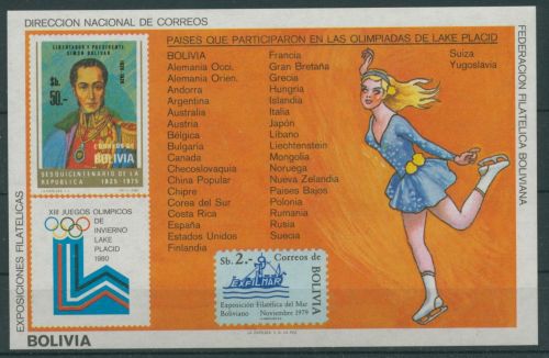 Bolivien 1980 Olympiade Lake Placid Block 103 postfrisch (C22857)