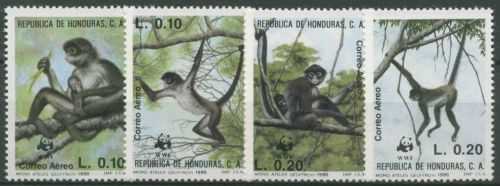 Honduras 1990 Naturschutz Tiere Geoffroy-Klammeraffe 1084/87 postfrisch