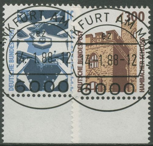 Bund 1988 Sehenswürdigkeiten SWK mit Unterrand 1347/48 UR gestempelt