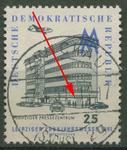 DDR 1961 Leipziger Frühjahrsmesse mit Plattenfehler 814 I gestempelt