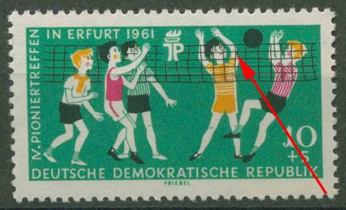 DDR 1961 Pioniertreffen Erfurt mit Plattenfehler 827 I postfrisch