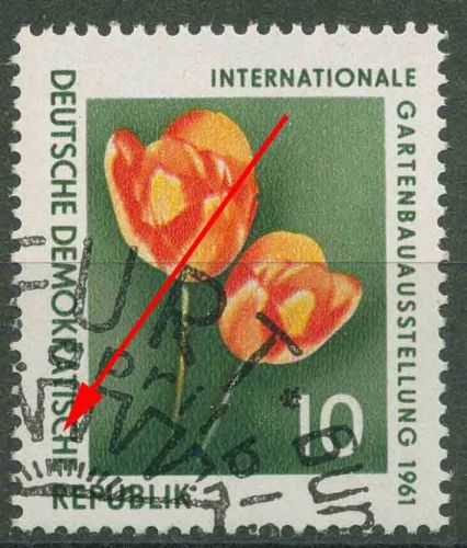 DDR 1961 Int. Gartenbauaustellung mit Plattenfehler 854 F 6 gestempelt