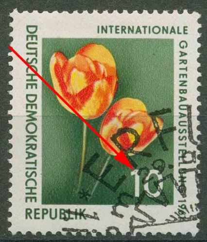 DDR 1961 Int. Gartenbauaustellung mit Plattenfehler 854 F 9 b gestempelt