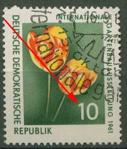 DDR 1961 Int. Gartenbauaustellung mit Plattenfehler 854 F 33 gestempelt