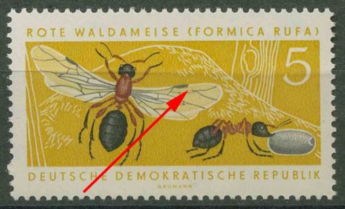 DDR 1962 Geschützte Tiere mit Plattenfehler 869 F 7 postfrisch