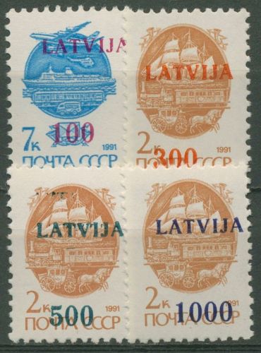 Lettland 1991 Freimarken Sowjetunion mit Aufdruck 313/16 postfrisch