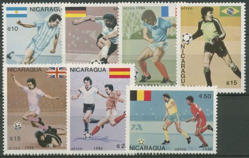 Nicaragua 1986 Fußball-WM Mexiko Spieler Flaggen 2724/30 postfrisch