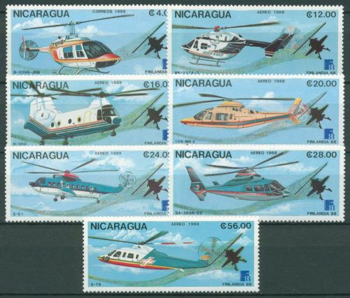 Nicaragua 1988 FINLANDIA Luftfahrt Hubschrauber 2879/85 postfrisch