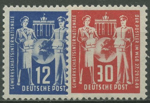 DDR 1949 Gründungskonferenz Weltgewerkschaftsbund 243/44 mit Falz