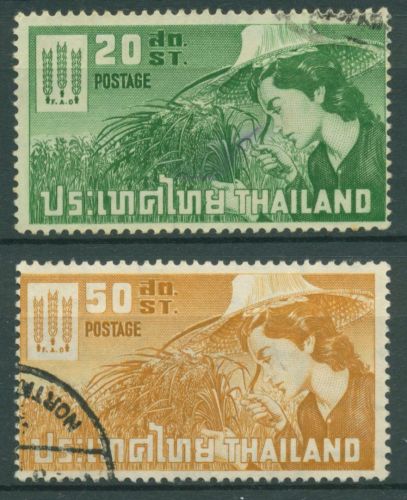 Thailand 1963 Kampf gegen den Hunger Reisernte 404/05 gestempelt