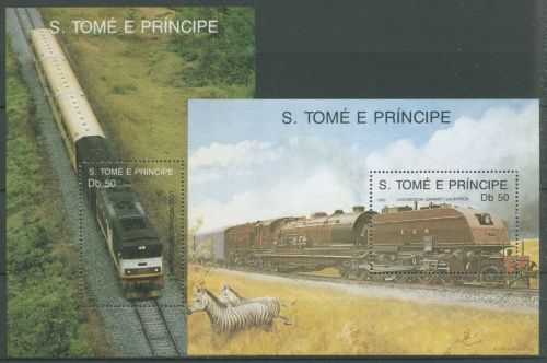 Sao Tomé und Príncipe 1989 Eisenbahn Lokomotive Block 208/09 postfrisch (C27316)