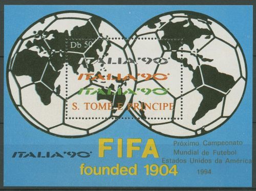 Sao Tomé und Príncipe 1988 Fußball-WM Italien Block 186 b postfrisch (C40828)