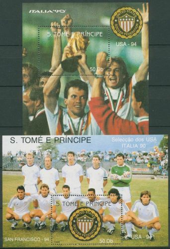 Sao Tomé und Príncipe 1990 Fußball-WM Italien Block 234/35 postfrisch (C40831)