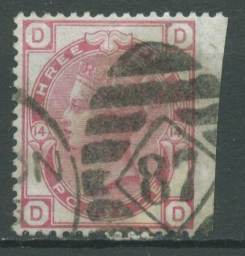 Großbritannien 1873 Königin Victoria 3 Pence, 41 Platte 14 gestempelt