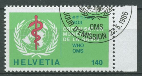 Weltgesundheitsorganisation (OMS/WHO) 1986 WHO-Emblem 40 gestempelt