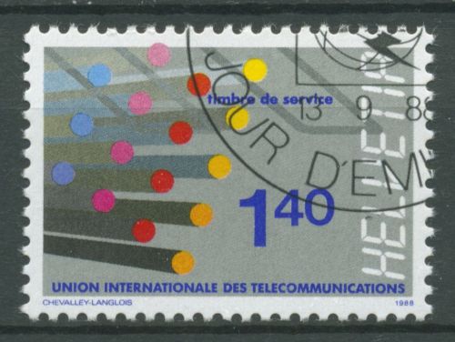 Int. Fernmeldeunion (UIT/ITU) 1988 Glasfaserkabel 14 gestempelt
