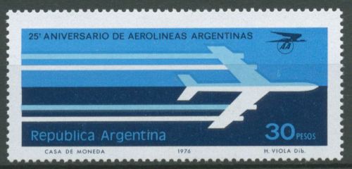 Argentinien 1976 Luftfahrtgesellschaft "Aerolines" Flugzeug 1269 postfrisch