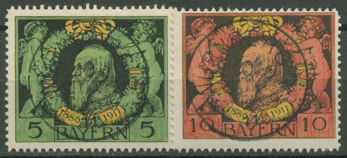 Bayern 1911 Prinzregent Luitpold Linienzähnung Ersttag! 92/93 B mit TOP-Stempel