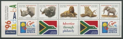 Südafrika 1996 Wildtiere Tourismus Löwe Nashorn 993/97 A K postfrisch (C25154)