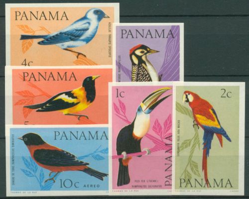 Panama 1965 Tiere Vögel Tukan Ara Specht 844/49 B postfrisch