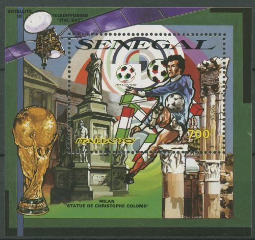 Senegal 1990 Fußball-WM Italien Spieler Kolumbus Block 57 A postfrisch (C40883)