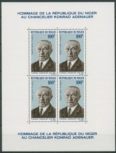 Niger 1967 Konrad Adenauer Deutscher Bundeskanzler Block 4 postfrisch (C40892)