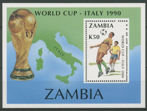 Sambia 1990 Fußball-WM in Italien Block 18 postfrisch (C40929)