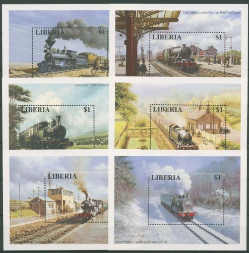 Liberia 1996 Eisenbahn Dampflokomotiven Block 142/47 postfrisch (C40934)
