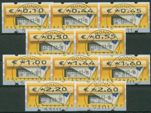Bund ATM 2002 Automatenmarken Versandstellensatz 5.1 VS 3 TOP-Stempel