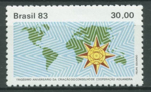 Brasilien 1983 Rat für Zollzusammenarbeit Weltkarte 1962 postfrisch