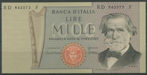 Italien 1000 Lire 20.02.1980, G. Verdi, KM 101 g, kassenfrisch (K1685)