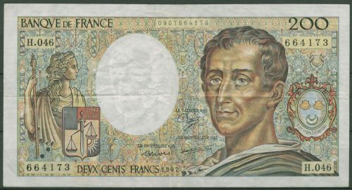 Frankreich 200 Francs 1987, Montesquieu, KM 155 b, gebraucht (K1712)