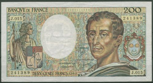 Frankreich 200 Francs 1983, Montesquieu, KM 155 a, gebraucht (K1713)