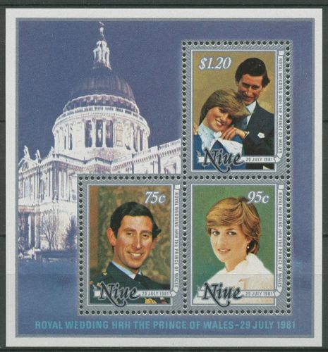 Niue 1981 Hochzeit Prinz Charles und Diana Spencer Block 48 postfrisch (C29978)