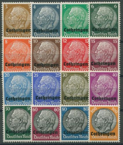 Lothringen 1940 Freimarken Hindenburg mit Aufdruck 1/16 postfrisch