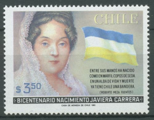Chile 1981 Persönlichkeiten Javiera Carrera Flagge 951 postfrisch