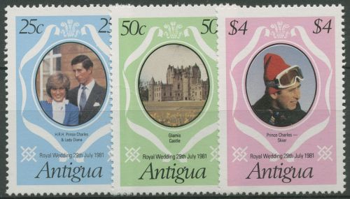 Antigua 1981 Hochzeit Prinz Charles & Lady Diana 628/30 postfrisch
