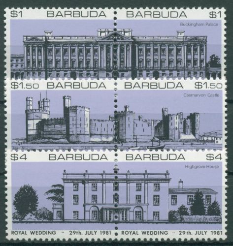 Barbuda 1981 Hochzeit Prinz Charles Lady Diana Paläste 549/54 ZD postfrisch