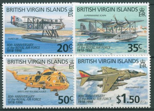 Britische Jungferninseln 1998 Royal Air Force Flugzeuge 924/27 postfrisch